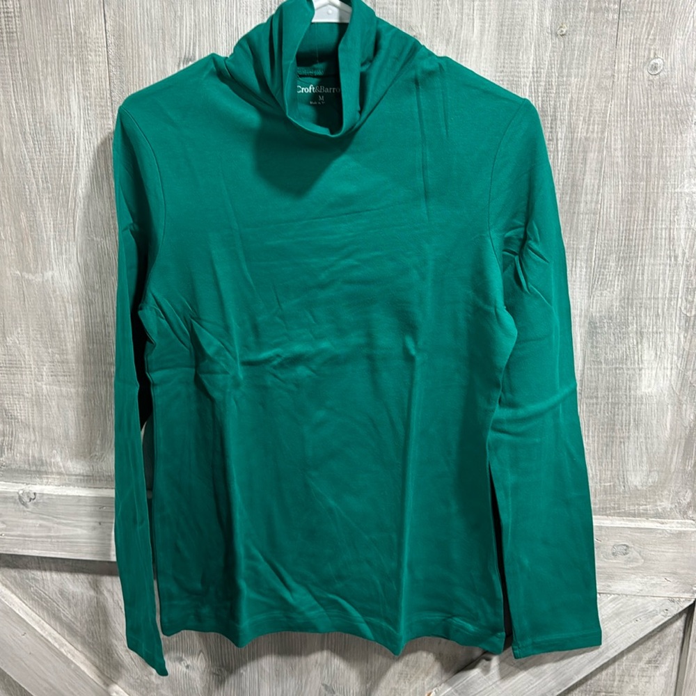 Croft & Barrow Green Long-Sleeve Turtleneck Top